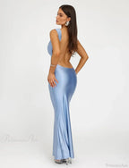 Backless Mermaid Satin Party Dress image 4
