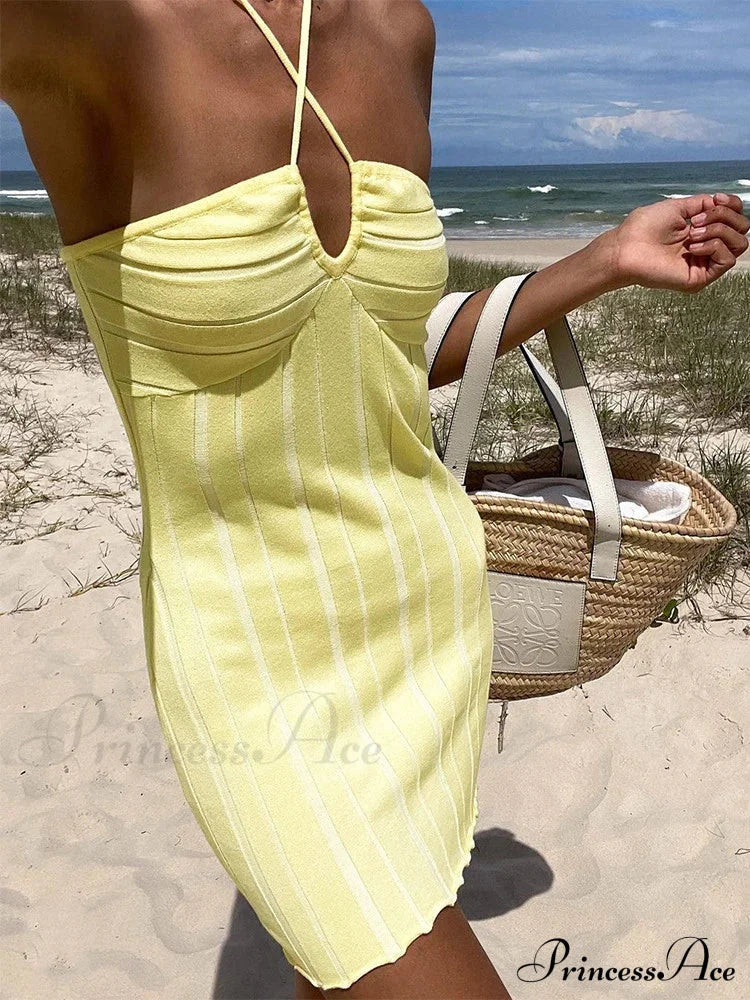 Backless Neck Sleeveless Knitted Mini Dress image 2