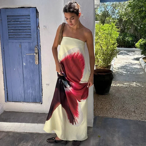 Backless Off-Shoulder Print Floral Dress image 2