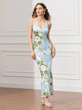 Backless Party Spaghetti Strap U-neck Bodycon Evening Floral Dress image 7