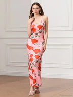 Backless Party Spaghetti Strap U-neck Bodycon Evening Floral Dress image 6