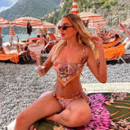 Backless Print Dot Halter Bikini Set image 3