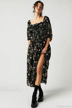 Backless Ruffled Hem Printing Midi Boho Dress image 3