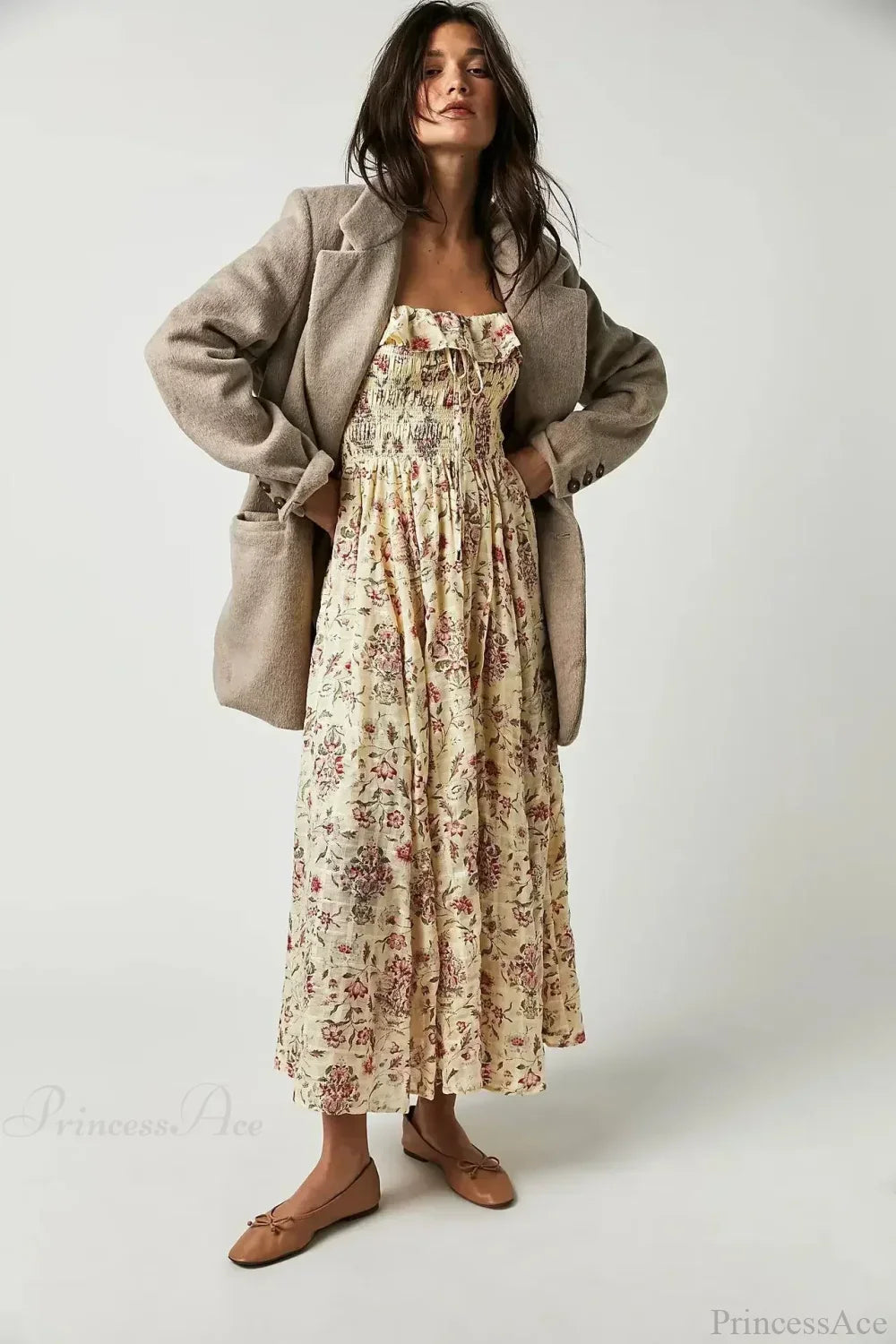 Backless Ruffled Hem Printing Midi Boho Dress image 5