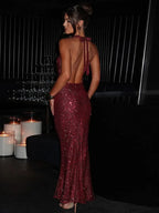 Backless Sequin Nightclub Vacation Dress image 4
