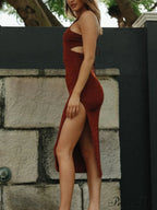 Backless Slit Black Trendy Midi Dress image 3