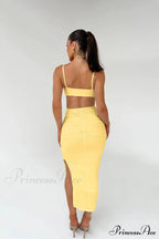 Backless Solid Fold Pleated Side Slit Summer New Women's Suspender Wrapped Buttocks Long Skirt Cut Out Dress image 2