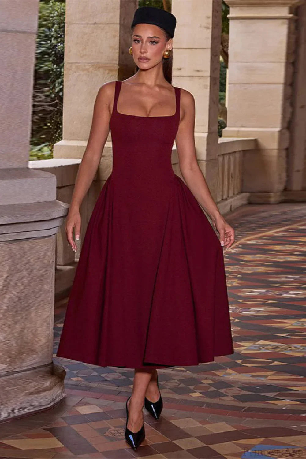 Backless Square Neck Fitted Party Dress image 2