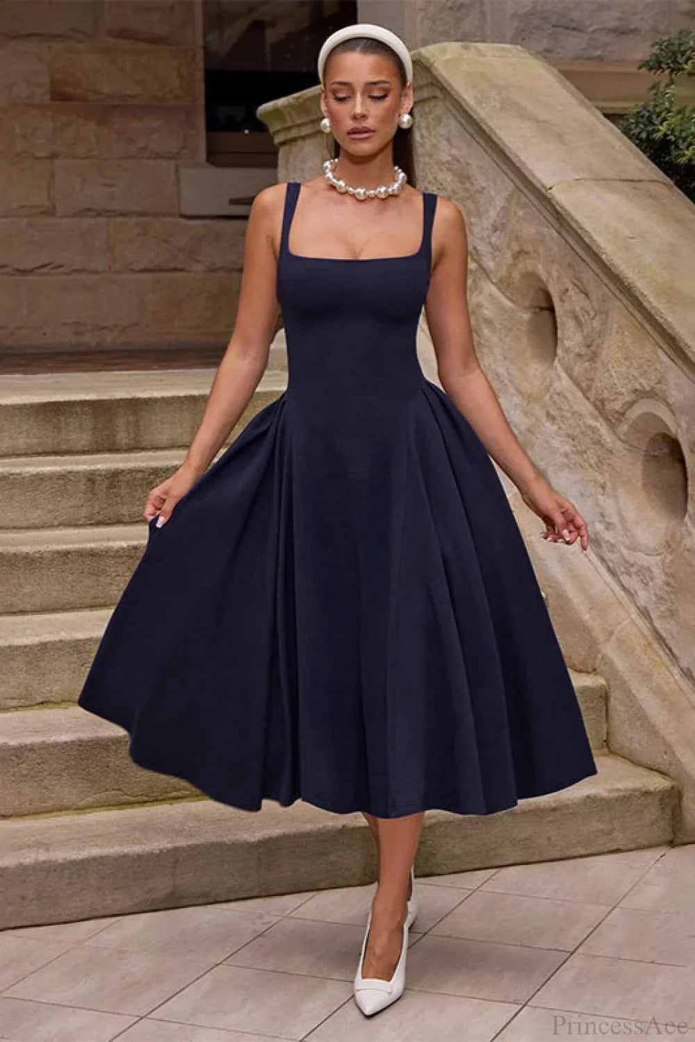 Backless Square Neck Fitted Party Dress image 5