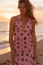 Backless Tie Waist Polka Dot Maxi Dress image 2