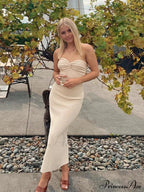 Backless Twist Knitted Fashion Outfits Maxi Dress image 4