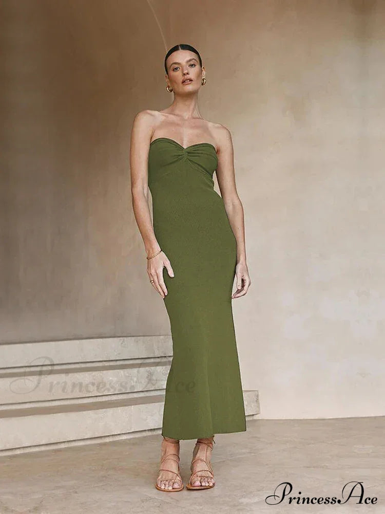 Backless Twist Knitted Fashion Outfits Maxi Dress image 8
