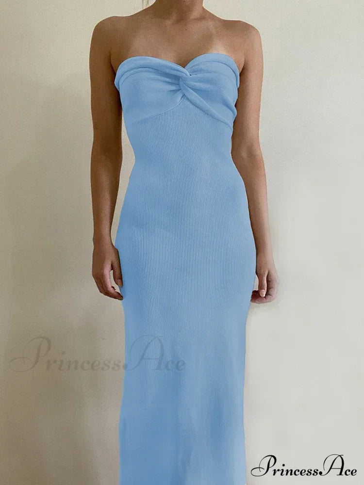 Backless Twist Knitted Fashion Outfits Maxi Dress image 7