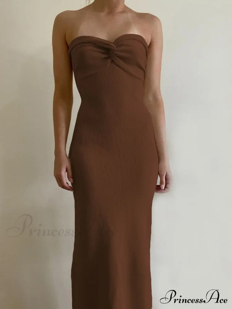 Backless Twist Knitted Fashion Outfits Maxi Dress image 15
