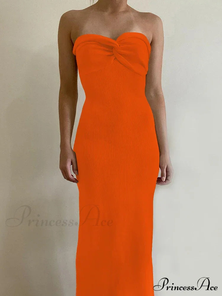 Backless Twist Knitted Fashion Outfits Maxi Dress image 11