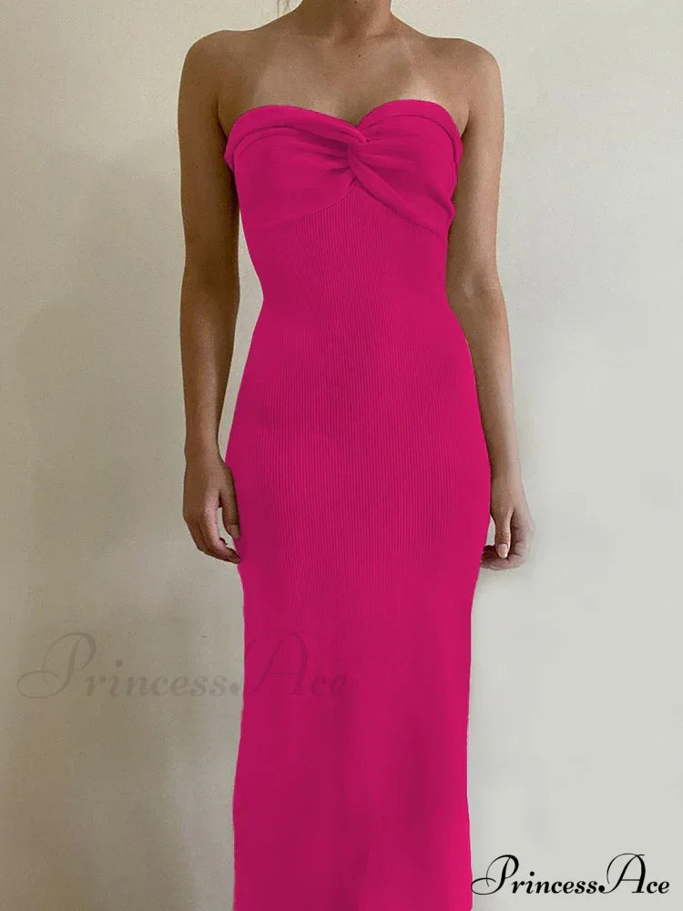 Backless Twist Knitted Fashion Outfits Maxi Dress image 12