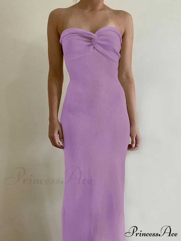 Backless Twist Knitted Fashion Outfits Maxi Dress image 9