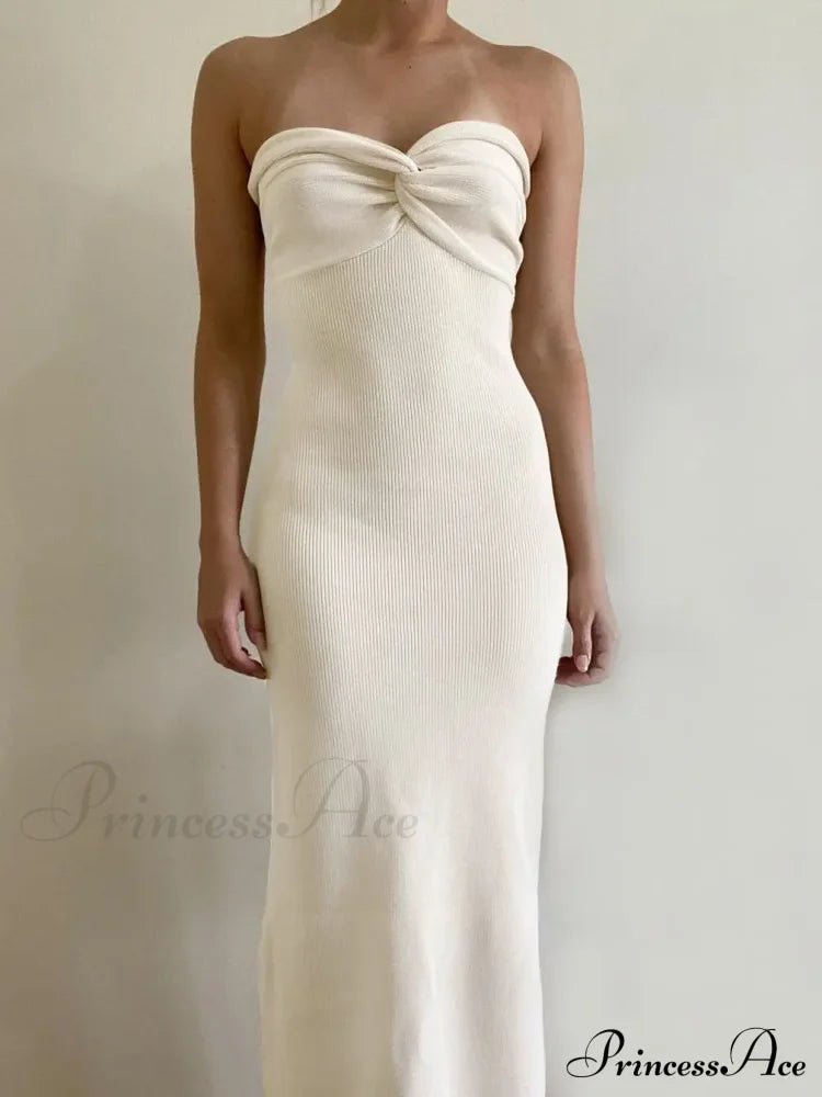Backless Twist Knitted Fashion Outfits Maxi Dress image 13