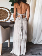 Backless U-Neck Stylish Suspender Maxi Dress image 3