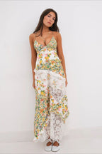 Deep V Ruffle Floral Lace Patchwork Cami Maxi Dress image 12
