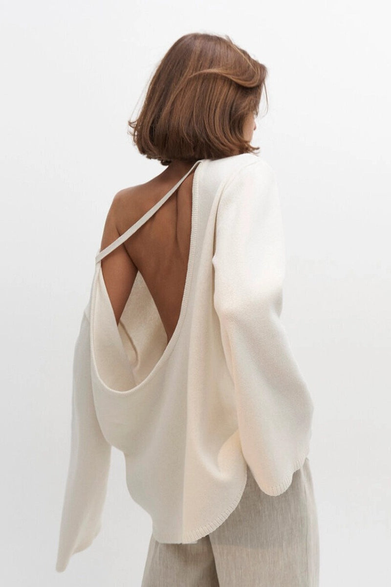 Backless Loose Fit Knit Blouse image 5