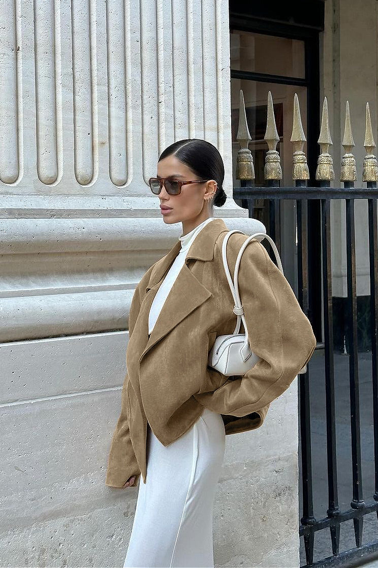 Vintage Suede Lad-Style Notch-Collar Coat image 3
