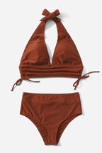 High Waist Solid Bikini Two Piece Swim Set image 3