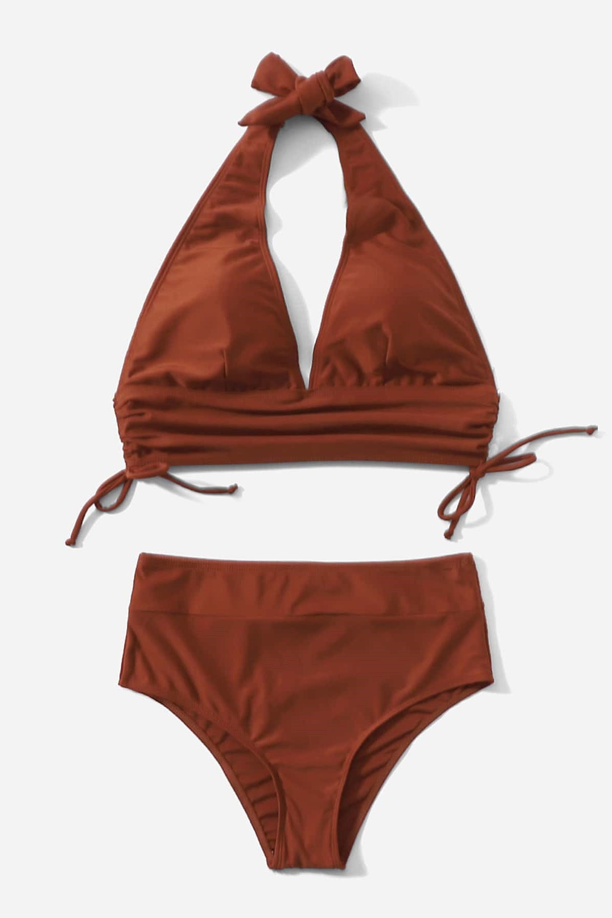 High Waist Solid Bikini Two Piece Swim Set image 3