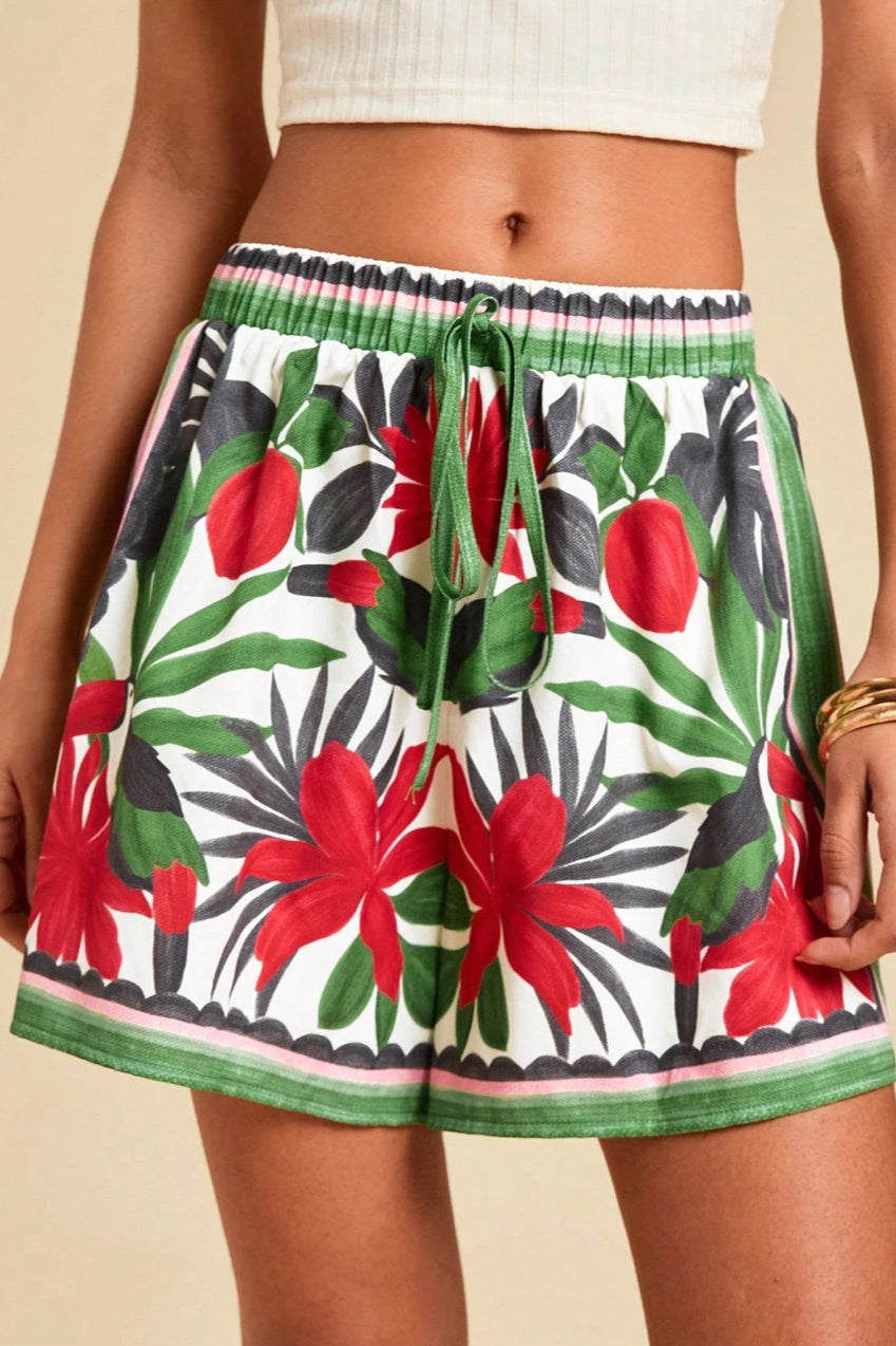 Tropical Print High Waist Vacation Shorts image 5