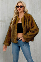 Plush Short Fur Open Cardigan Coat image 6