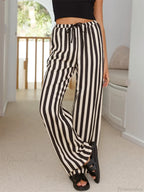 Baggy Striped Drawstring Wide Leg Summer Pant image 1