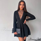 Bandage A-Line Lace Up Long Sleeve Mini Dress image 3