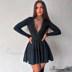 Bandage A-Line Lace Up Long Sleeve Mini Dress image 1