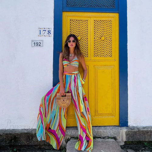 Bandage Bikini Set with Printed Pants Three Piece Swimsuit image 2