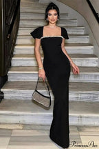 Bandage Rhinestone Square Neck Raglan Sleeve Party Dress image 1