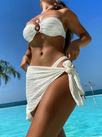 Bandeau Bikini with Sarong Three Piece Swimsuit image 1