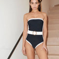 Bandeau Color Block Dots Designer Swimsuit One Piece image 6