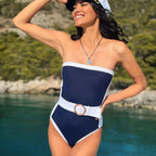 Bandeau Color Block Dots Designer Swimsuit One Piece image 1