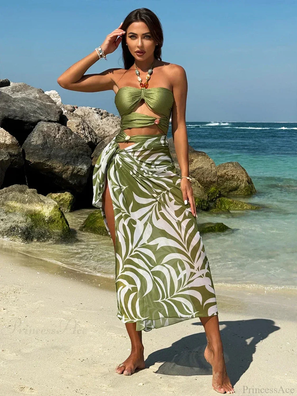 Bandeau One Piece Swimwear Bikini Set image 4