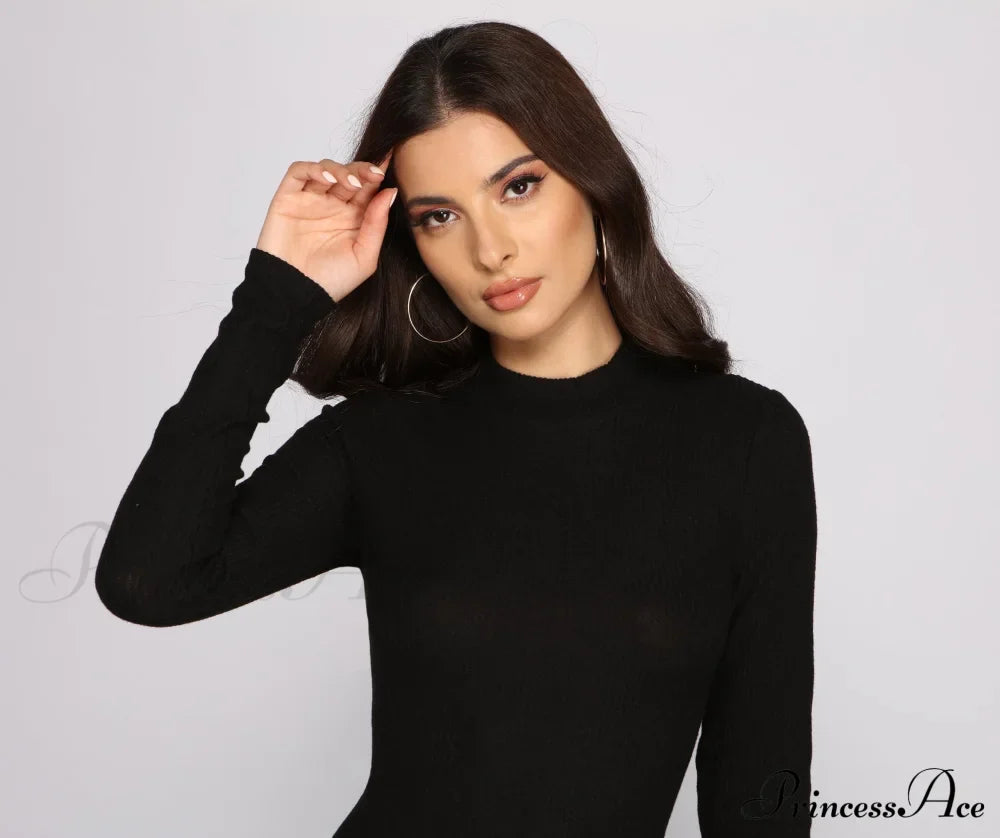 Basic Babe Ribbed Charming Knit Mini Dress image 3