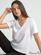 Basic Everyday Graceful V-Neck T-Shirt image 1