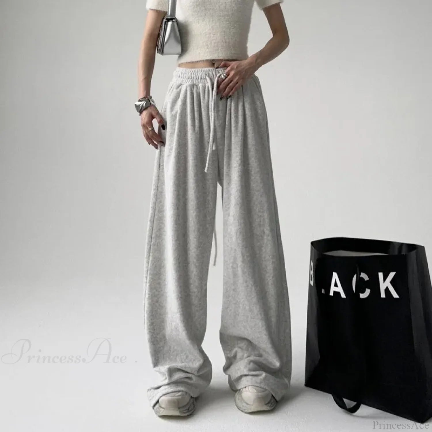 Basic Grey Knit Jogger Pants image 1