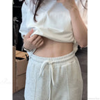 Basic Grey Knit Jogger Pants image 5