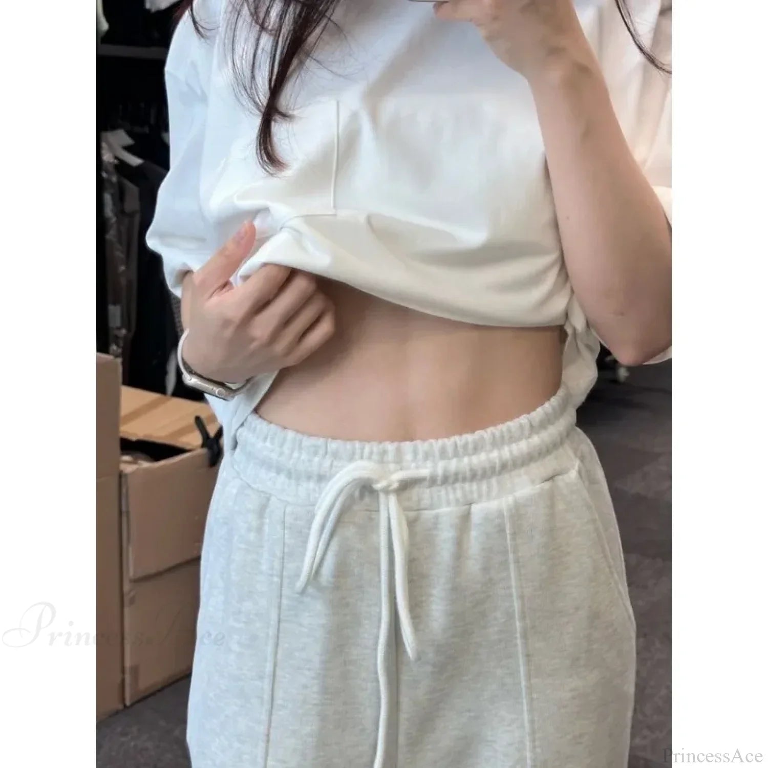 Basic Grey Knit Jogger Pants image 5
