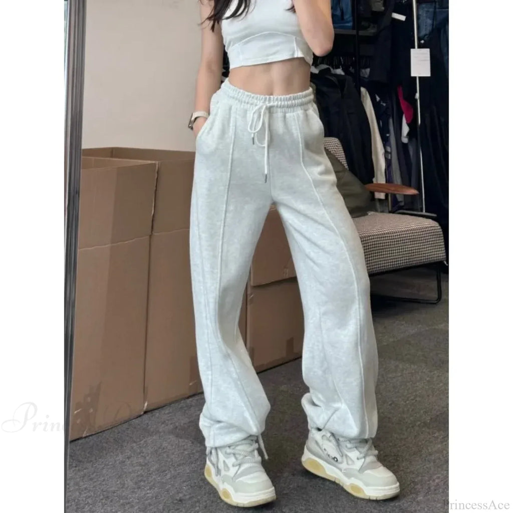 Basic Grey Knit Jogger Pants image 3