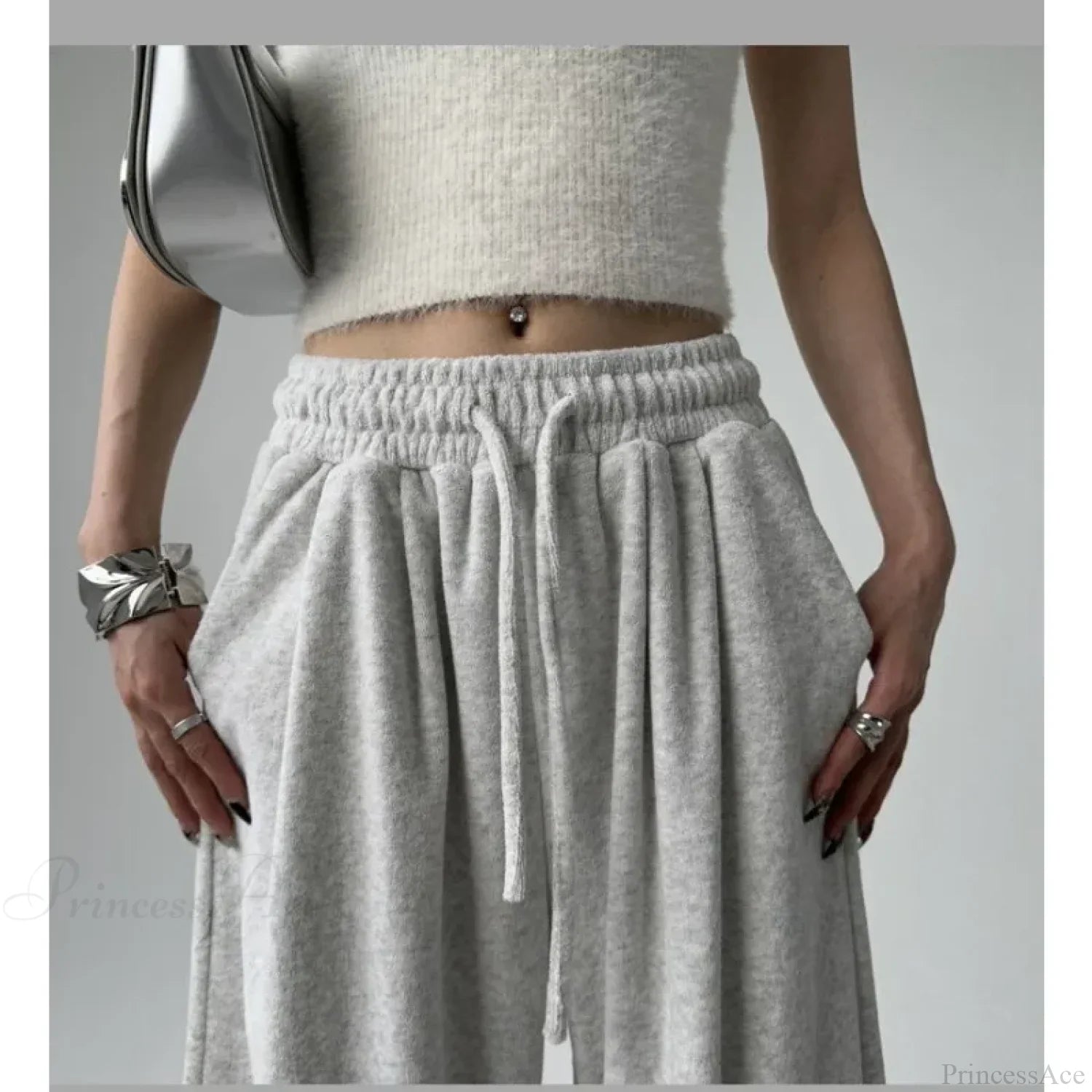 Basic Grey Knit Jogger Pants image 3