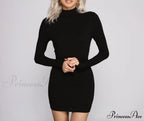 Basic Ribbed Knit Charming Long Sleeve Mini Dress image 3