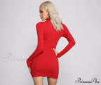 Basic Ribbed Knit Charming Long Sleeve Mini Dress image 14