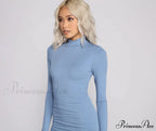 Basic Ribbed Knit Charming Long Sleeve Mini Dress image 7