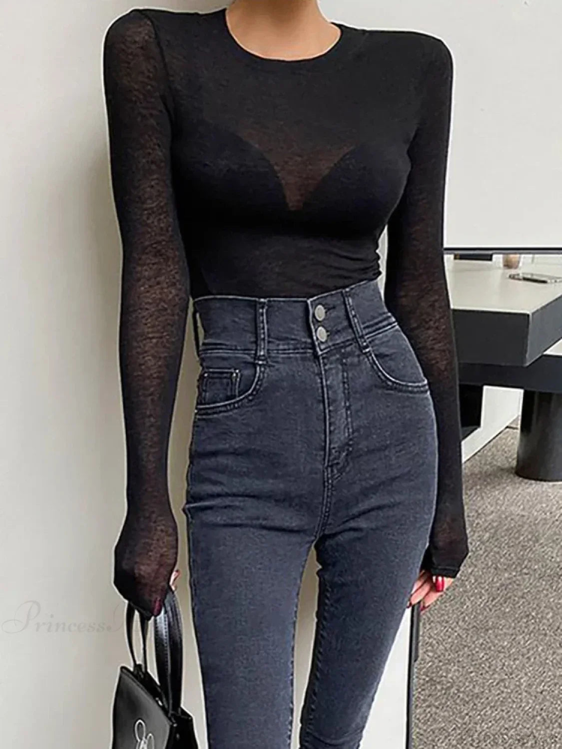 Basic Summer Breathable Long Sleeve Thin Knit Top image 4